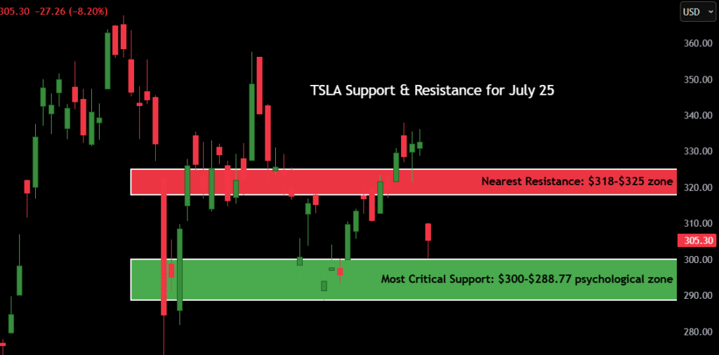 Tesla (TSLA) Stock Price on July 25, 2025: Expert Analysis & Trends 2 TSLA Support & Resistance for July 25